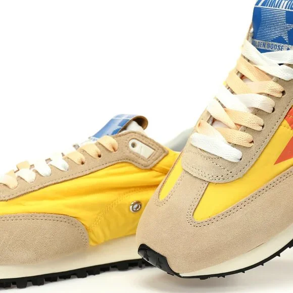 Golden Goose Orange Star Print Athletic Shoes - Picture 3 of 8